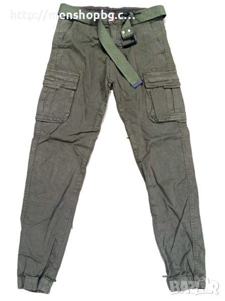 Карго панталон с колан - зелен, снимка 1