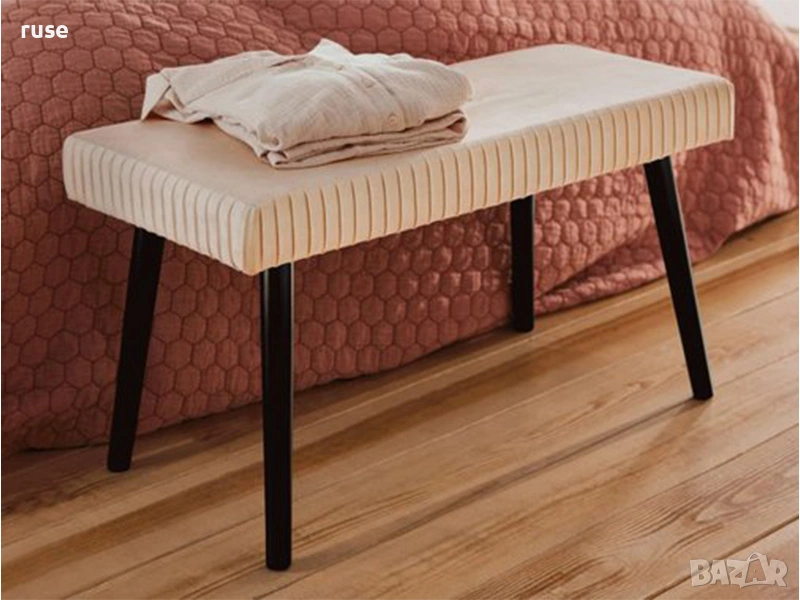 НОВИ! Пейка тапицирана кадифе 78x38x43см до 110кг бор MDF, снимка 1