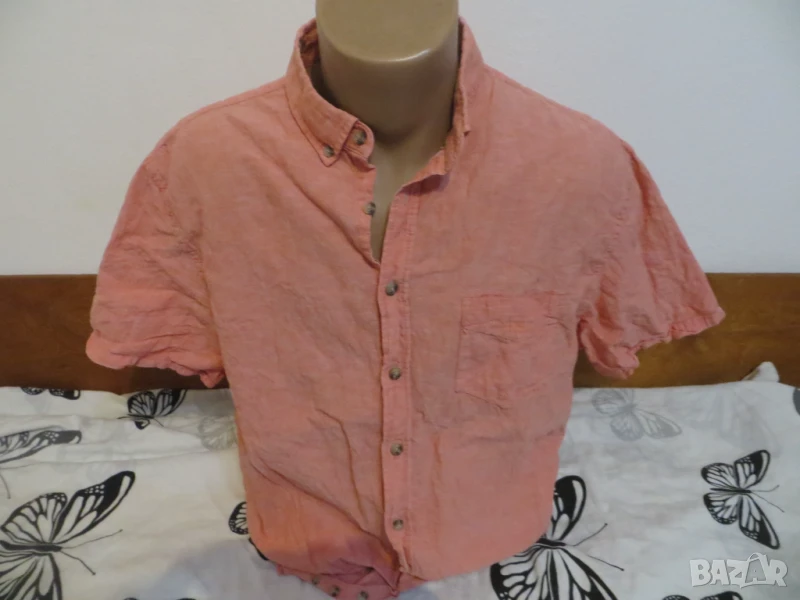 Мъжка риза с къс ръкав от лен и памук Canda, снимка 1