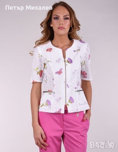 Лятно сако, фин памук с бродерия - Роси, снимка 1