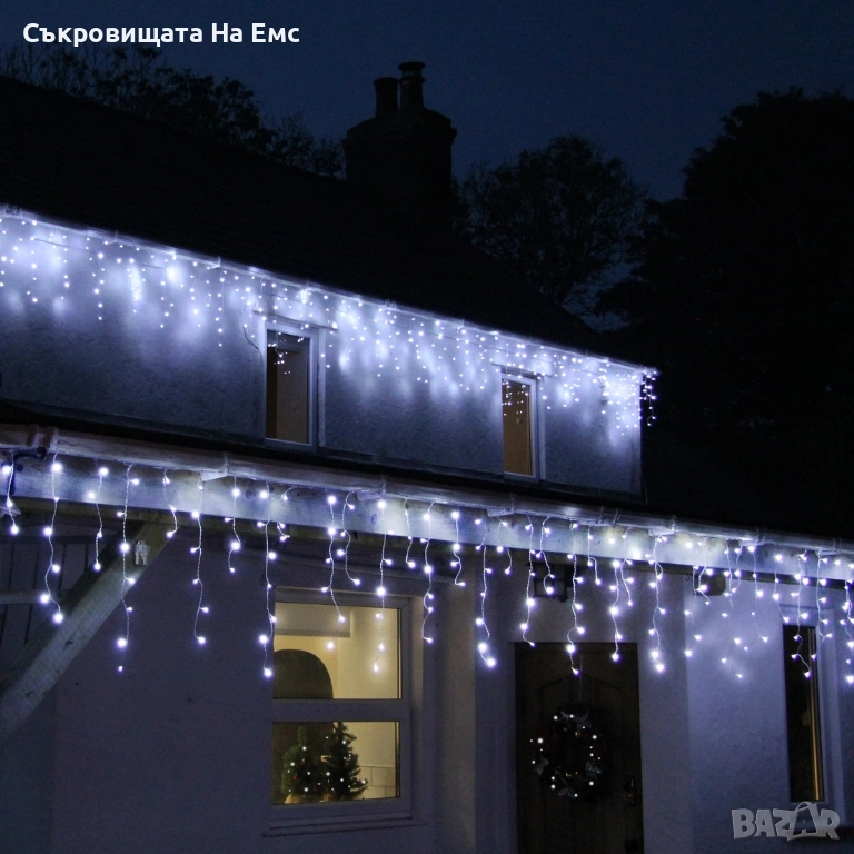 1️⃣2️⃣метра ➖️2️⃣5️⃣ Метра Висящи Коледни Лампи ТИП Завеса Екстериор/ Интериор , снимка 1