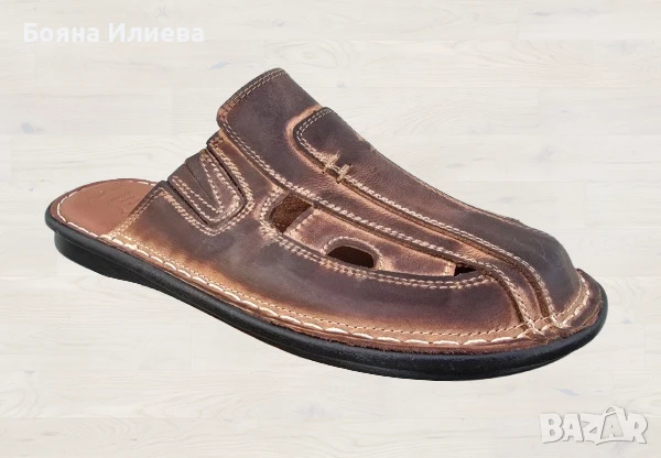 Габровски мъжки чехли ЕСТЕСТВЕНА кожа (код 172)- 44лв, снимка 1