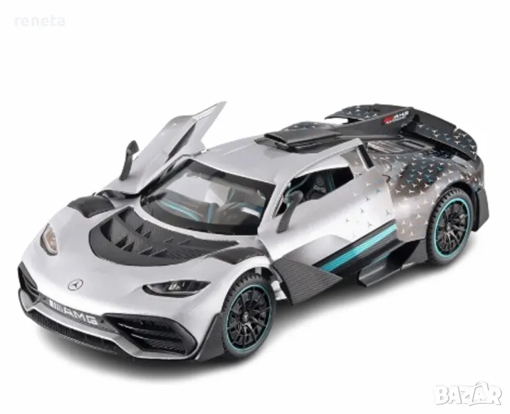 Играчка Кола, Тип Mercedes AMG One, Метален, Звук и светлина, Сив, 1:24, Без кутия, снимка 1