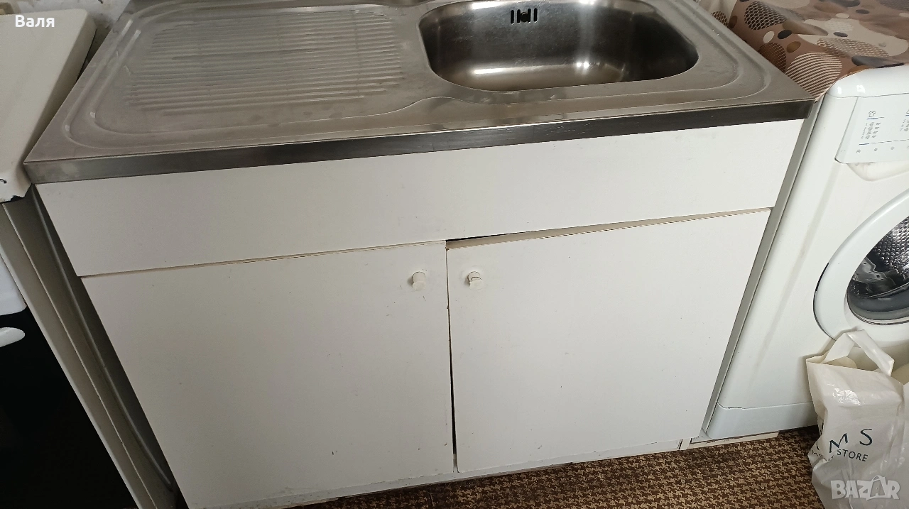 кухненски шкаф с мивка алпака 1 метър , снимка 1