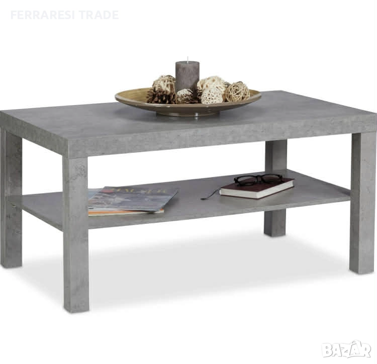 Холна маса Relaxdays, визия бетон, MDF, сива, 90x55x45 см, снимка 1