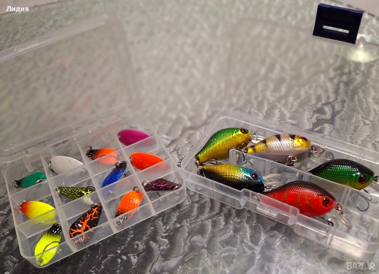 Комплект риболовни примамки-воблери и блесни +кутии , снимка 1