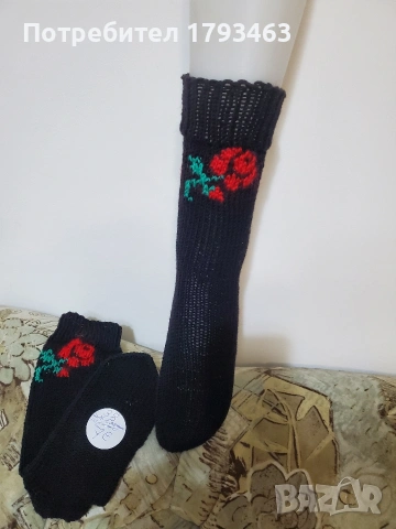 Ръчно плетени дамски чорапи от вълна. Размер 38, снимка 13 - Дамски чорапи - 51169047