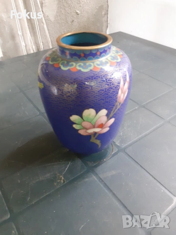 Красива ваза клоазоне бронз емайл, снимка 3 - Антикварни и старинни предмети - 53313036
