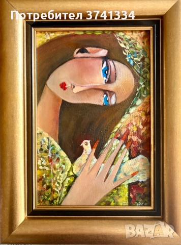 Момиче с гълъб Намалена цена, снимка 1