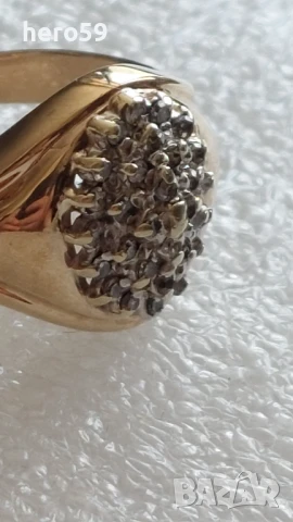 Руски златен пръстен 56 проба с диаманти, снимка 9 - Пръстени - 51221626