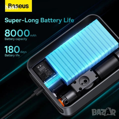 Baseus CGNL020001 Jump Starter външна батерия, 3в1, Стартер за автомобил + външна батерия + компресо, снимка 7 - Аксесоари и консумативи - 53610719