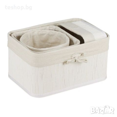 Комплект от 4 кутии за съхранение от бамбук, снимка 3 - Органайзери - 53652298