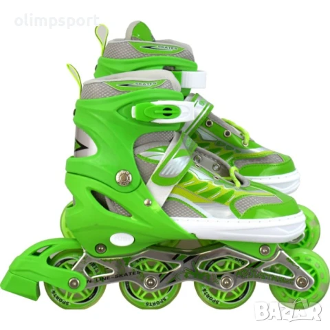 Ролери регулируеми 34-37 номер със светещи колела, Зелени /20010601/ 