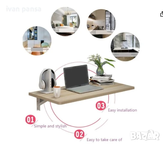 Сгъваема стенна маса ПЧД - Айви мебел, снимка 9 - Маси - 46294517