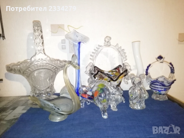 Старо духано стъклено изкуство, кристално цветно стъкло МУРАНО стил, ръчна изработка. , снимка 2 - Антикварни и старинни предмети - 52188078