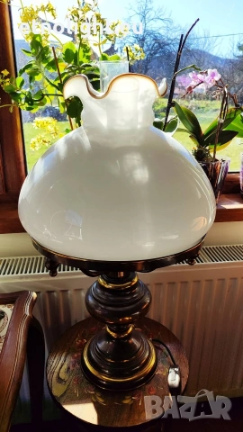 Уникална голяма настолна лампа с две стъкленици , снимка 2 - Настолни лампи - 53812683