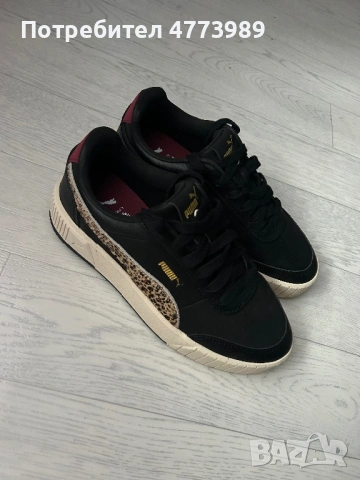 Чисто нови Puma Carina Leopard – обувани веднъж, снимка 2 - Кецове - 53935375