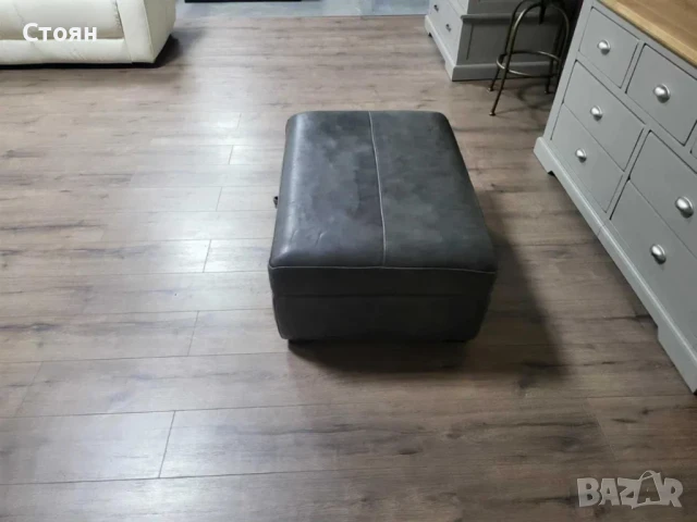 Сива кожена табуретка с функция ракла, снимка 9 - Дивани и мека мебел - 50887279