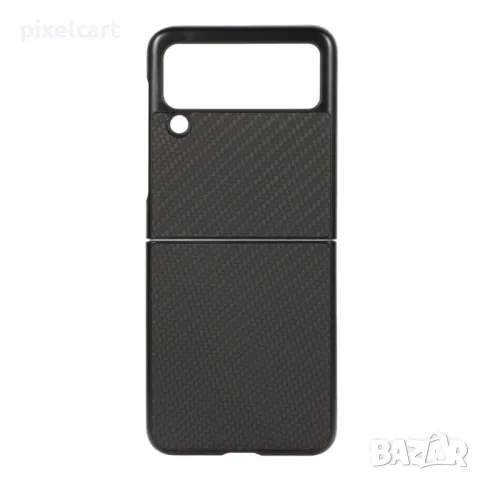 Удароустойчив калъф Leather Carbon Fiber за Samsung Galaxy Z Flip 3, Черен, снимка 1 - Калъфи, кейсове - 47955970