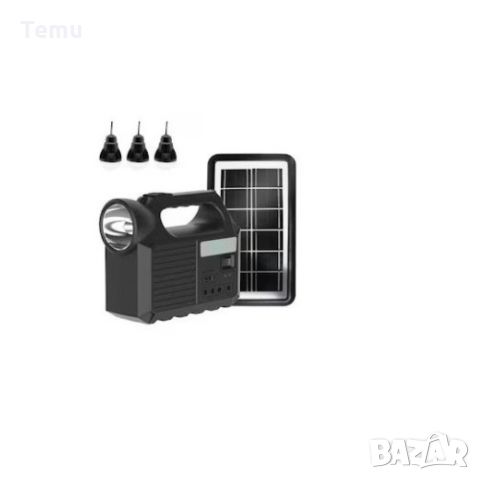 Комплект със соларен панел, фенерче, 3 крушки, USB, снимка 1 - Други - 45768416