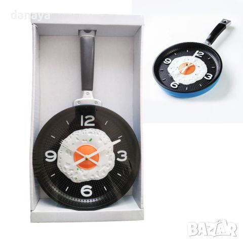 4799 Модерен кухненски часовник Тиган с яйце, снимка 1 - Стенни часовници - 45766921