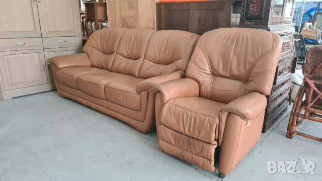 кожена холава гарнитура 3+1разтегателно кресло