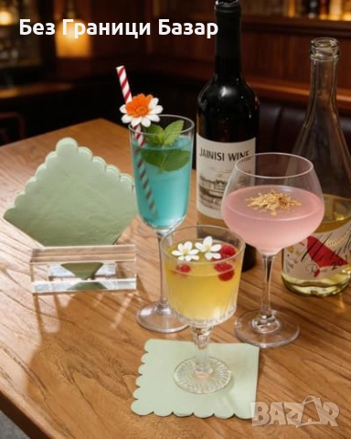 Нови Декоративни салфетки сейдж зелено 100 бр 2-пластови 25x25 за сватба рожден ден, снимка 3 - Декорация за дома - 54045965