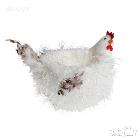 6516 Пухен великденски панер Кокошка, 13 см, снимка 3 - Декорация за дома - 53913574