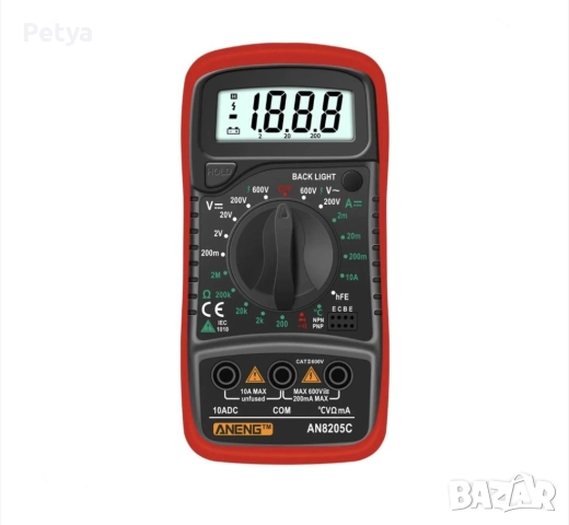 Токов мултицет, DC/AC, постоянен ток, съпротивление, 6.9 x 13.8 x 3.1 cm, многоцветен