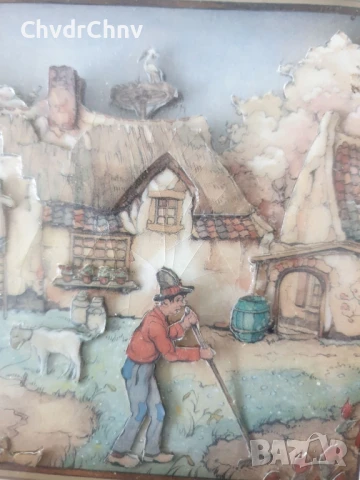 Anton Pieck 3D картина/2бр детски релефни картини/дървена рамка 30x24см, снимка 5 - Картини - 51054994