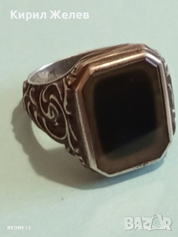 Винтидж сребърен пръстен с Опушен кварц подчертано мъжкарско излъчване и класически елементи 51829, снимка 10 - Пръстени - 52918989