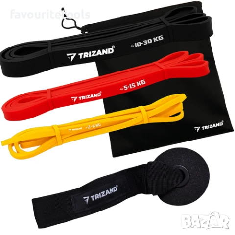 Фитнес ластици Trizand 3 броя + кука + тренировъчен план, снимка 8 - Други спортове - 51247415