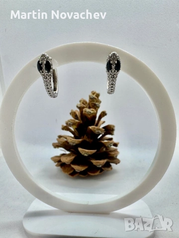 Сребърни обеци с цирконий, снимка 2 - Обеци - 53197629