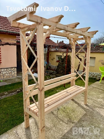 Пергула / Арка с пейка, снимка 2 - Градински мебели, декорация  - 53776181