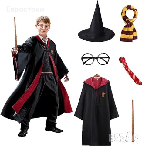 Комплект костюм за косплей на магьосника Хари Потър за момчета и момичета от 5 части, снимка 5 - Детски комплекти - 45919526