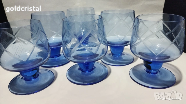 Стари стъклени чаши кобалт, снимка 5 - Антикварни и старинни предмети - 19293165