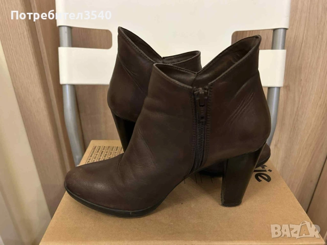 Кафяви боти на ток , снимка 4 - Дамски боти - 43168484