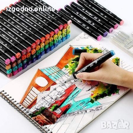 🆕 48 броя многоцветни маркери, двустранни с тънък и широк писец, 1-6 мм 🆕, снимка 3 - Ученически пособия, канцеларски материали - 45332056