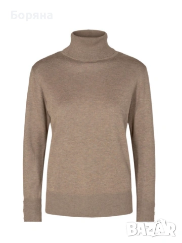 FREEQUENT ново шоколадово кафяво поло с брошка, снимка 3 - Блузи с дълъг ръкав и пуловери - 53724990