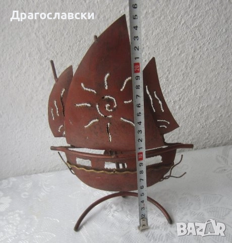Морска декорация: стойка за бутилка, лодка стар кръстоносен кораб яхта платна макет дърво, снимка 8 - Други ценни предмети - 28872455