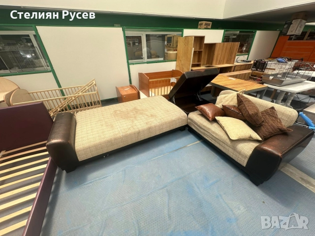 0907 разтегателен ъглов холов Диван / канапе с ракла и функция сън 310/270см         смр -цена170лв , снимка 3 - Дивани и мека мебел - 51733697
