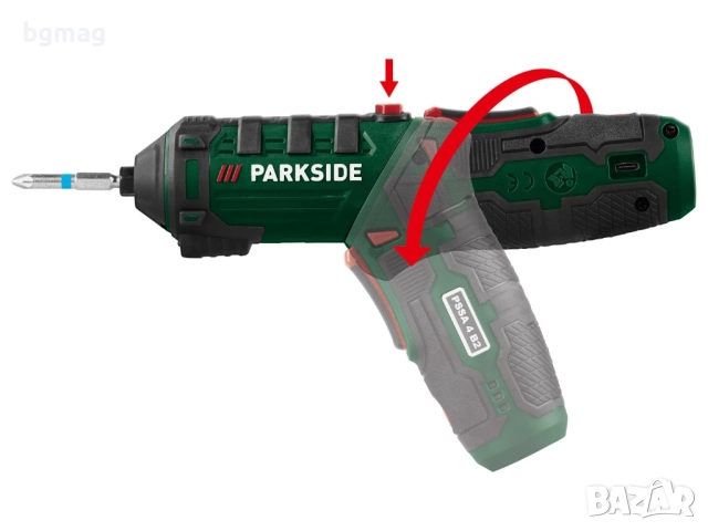 PARKSIDE 4V акумулаторен винтоверт PSSA 4 B2, с LED фенер в дръжката, снимка 4 - Винтоверти - 52136934