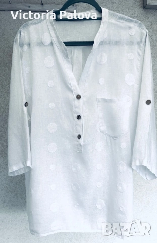 Италианска ленена риза с деликатна релефна текстура