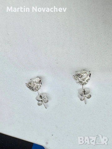 Сребърни обеци с мойсанит (Диамант) 1 карат, снимка 8 - Обеци - 54242940