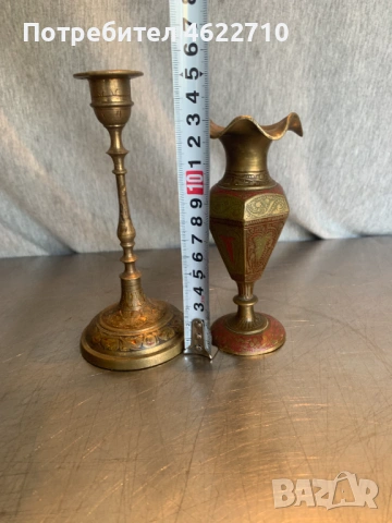 лот бронзова ваза и свещник, снимка 3 - Антикварни и старинни предмети - 53406115