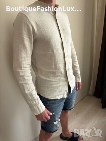 Мъжки ленени ризи 100% лен Италия, снимка 6 - Ризи - 46414476