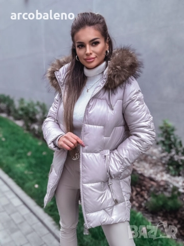 Дамско ватирано бежово яке , снимка 6 - Якета - 52255566