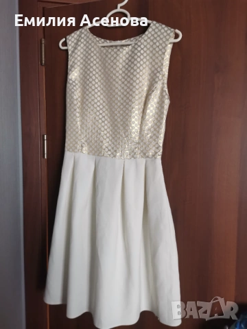 Бежово-златиста рокля S размер , снимка 2 - Рокли - 53302909