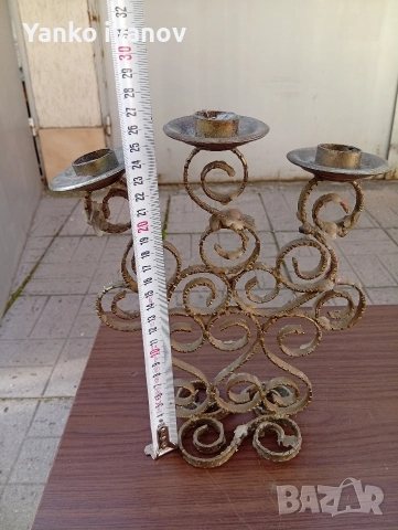 Свещник троен, снимка 2 - Декорация за дома - 52850062