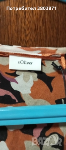 Блуза шифон с шпиц деколте S Oliver, снимка 2 - Блузи с дълъг ръкав и пуловери - 52476261